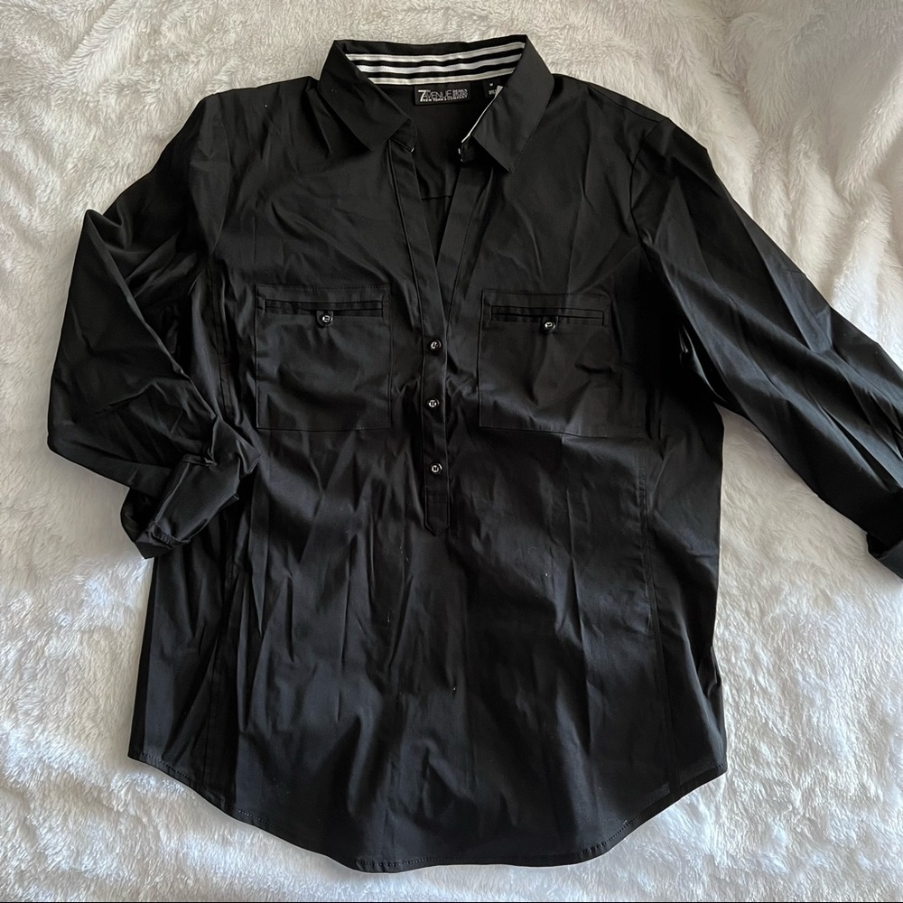 Black Half Button Dress Shirt